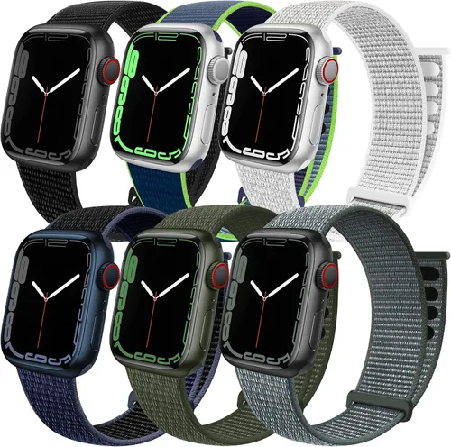 Vista 10 de Paquete de 6 correas deportivas compatibles con Apple Watch de 1.496 in 1.575 in 1.614 in 1.654 in 1.732 in 1.772 in 1.811 in 1.929 in para iWatch