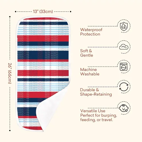 Vista 4 de Premium Waterproof Baby Burp Cloths 8 Pack, Extra Large 13" x 26" Soft Absorbent Burping Cloths for Newborn Infant, Patriotic 4th of July Baby