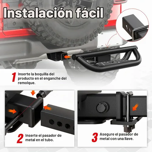 Vista 6 de YZONA Paso de Enganche de Remolque para Receptor de 5 cm, con Bloqueo de Pasador y Pernos en U para Estabilizar, Compatible con Furgonetas