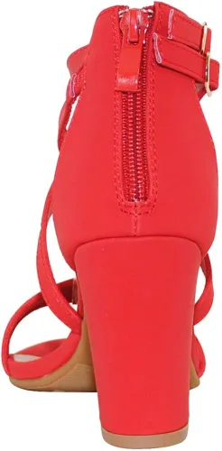 Vista 3 de TRENDSUP Sandalias de tacón alto y grueso con correa de tobillo para mujer