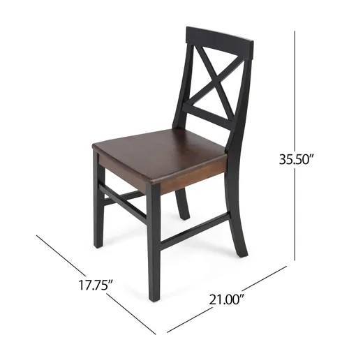 Vista 3 de Christopher Knight Home Roshan Farmhouse - Sillas de comedor de madera de acacia, color negro y nogal