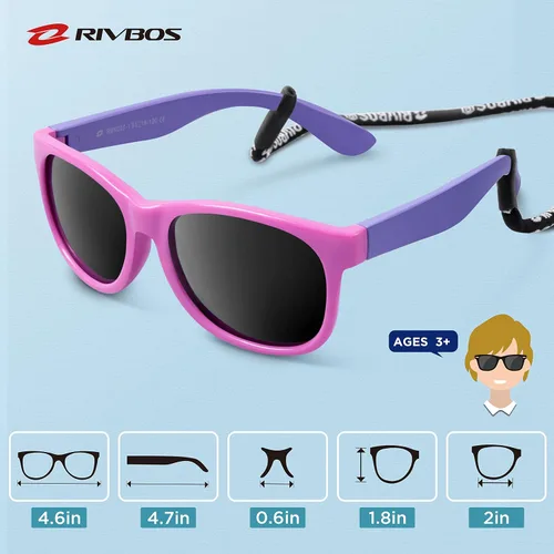 Vista 5 de RIVBOS RBK023 - Gafas de sol para niños y niñas, con protección UV, polarizadas, de goma, flexibles