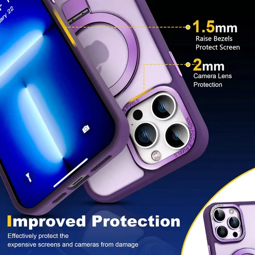 Vista 4 de IKARY Funda para iPhone 12 Pro Max con soporte magnético oculto, compatible con Magsafe y protección contra caídas de grado militar, a prueba