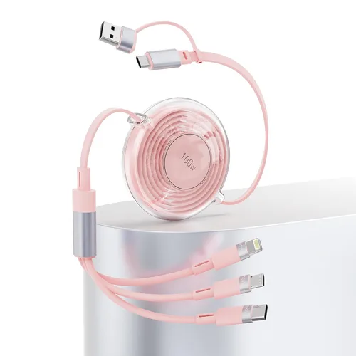 Vista 10 de Cable de carga USB C retráctil multi 5 en 1 USB A/tipo C a Lightning/USB C/Micro iPhone, cable de carga múltiple de 100 W para iPhone 15 14 13 12