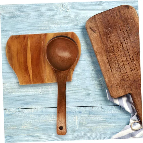 Vista 2 de MAGICLULU Soporte de cuchara de madera para cocina, soporte para cuchara, plato de cuchara, bandeja para cucharas, soporte para espátula, soporte