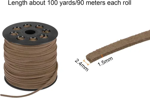 Vista 2 de HARFINGTON Cordón de gamuza sintética de 0.094 in, hilo de cuentas de microfibra, 100 yardas/295.3 ft, cuerda de manualidades para hacer joyas