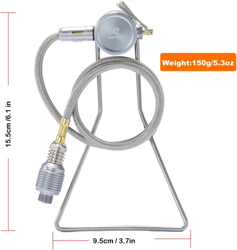 Vista 7 de Manguera adaptadora de propano a isobutano de 19.7 pulgadas/19.7 in, cilindro de propano a manguera de extensión de adaptador de estufa