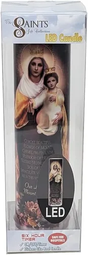 Vista 4 de Vela de oración devocional sin llama LED Nuestra Señora del Monte Carmelo