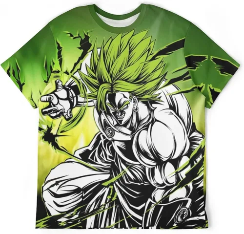 Vista 5 de Saiyajin Broly - Camisetas casuales para hombre, manga corta, unisex, cuello redondo, camisetas para jóvenes y adultos