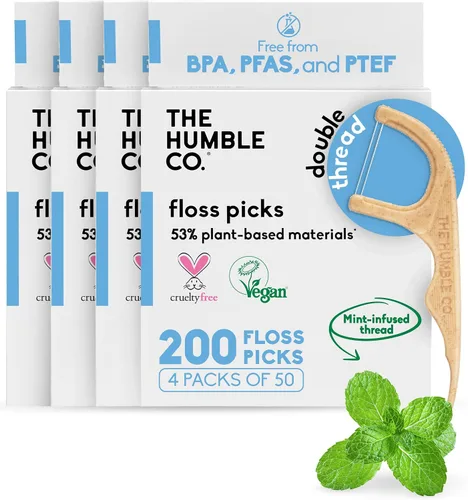 Vista 11 de The Humble Co. Porta-hilo dental natural (200 unidades) – Hilo dental vegano, ecológico y sostenible para el cuidado bucal – Ayuda a eliminar