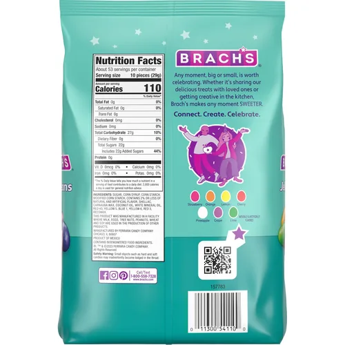 Vista 5 de Brach's Frijolitos de Goma Clásicos, Dulces, Sabores Surtidos, Bolsa a Granel, 54 oz (2 ct)