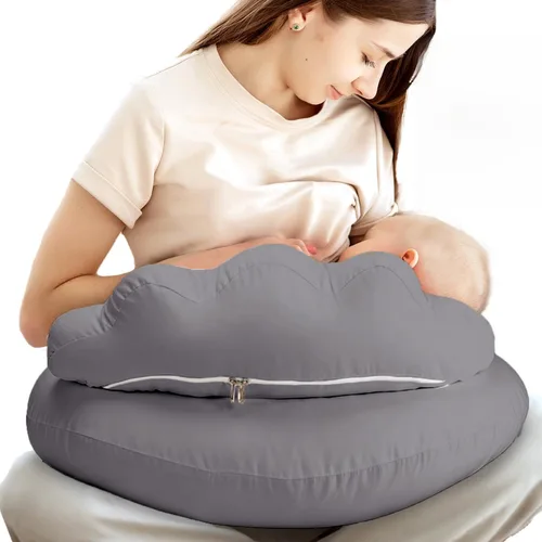 Vista 10 de Almohada de Lactancia PILLANI para Amamantar, Almohada de Pecho con Barrera de Seguridad para Mayor Comodidad, Registro de Bebé, Funda de Algodón