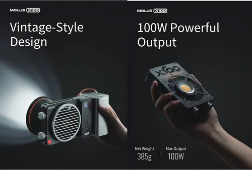 Vista 4 de ZHIYUN MOLUS X100 Combo de luz LED bicolor para estudio de video, luces COB de bolsillo de 100 W, 2700 K ~ 6500 K, modo de música de control