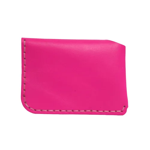 Vista 5 de Handmade Genuine Leather Simple Card Holder with Snap Button - Ultra - Thin and Stylishcard case (Rose red)