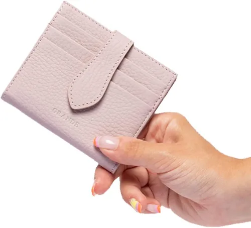 Vista 7 de Grande -3803 Cartera unisex, Rosa pálido, Cartera delgada de cuero con cierre a presión pequeño