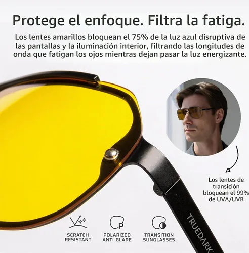 Vista 3 de TrueDark Daylights por Dave Asprey Gafas de bloqueo de luz azul diurna Aviator
