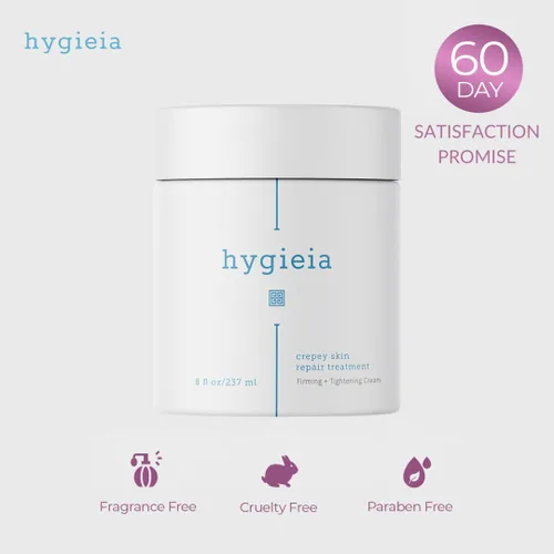 Vista 4 de Hygieia + Crepey Skin Crema hidratante y reafirmante de cuerpo completo – Tensa y suaviza la piel crepey – Hidratante antienvejecimiento con ácido