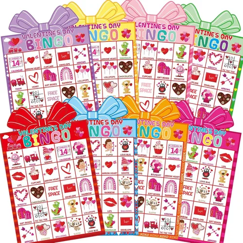 Vista 9 de Fancy Land Juego de bingo para el día de San Valentín para niños, 24 jugadores, troquelado, día de San Valentín, juego de actividades de fiesta