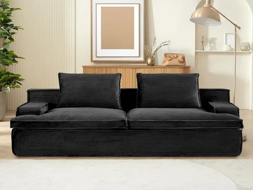 Vista 9 de Comfora Sofá de 4 plazas de gran tamaño, sofá de espuma completa para sala de estar con reposabrazos anchos, tapicería de pana suave, sofá