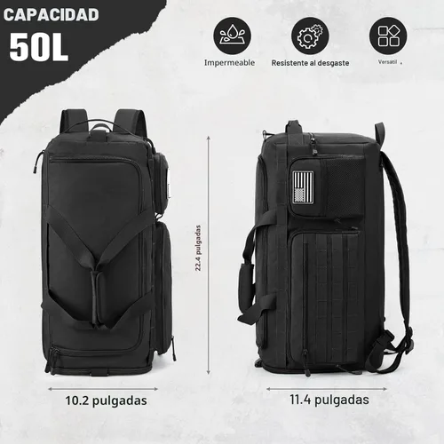Vista 7 de G4Free Bolsa de lona 3 en 1 para viajes, gimnasio, deportes, mochila Negro