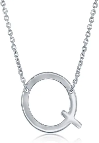 Vista 13 de Dainty Sideways Initial Necklace for Women – Sterling Silver or 14K Gold Plated 20mm Alphabet Letter Pendant