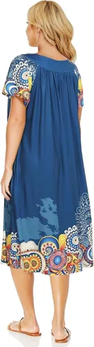 Vista 7 de Muumuu - Vestidos de casa para mujer, camisón de manga corta Moomoo con bolsillos, tallas S-3XL