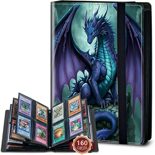 Vista 33 de Rossy Carpeta de tarjetas con 4 bolsillos, carpeta de tarjetas intercambiables, álbum de colección de tarjetas, para 160 tarjetas de carga lateral