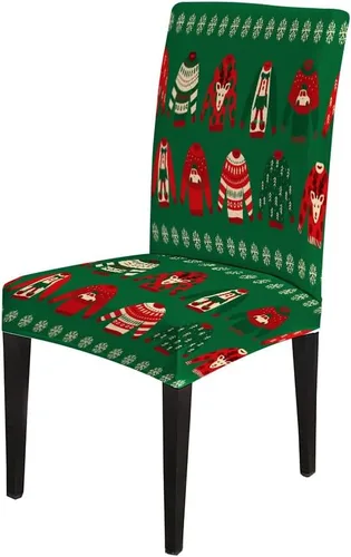 Vista 298 de CAPSCEOLL Christmas Dining Chair Covers,Snowflakes Festive Winter Pattern Stretch Chair Covers for Dining Room Set of 2 Washable Spandex Parson