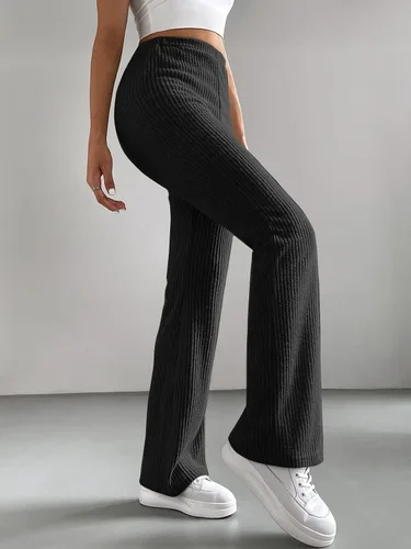 Vista 5 de GORGLITTER Pantalones de yoga acampanados para mujer, de cintura alta, de punto acanalado, acampanados