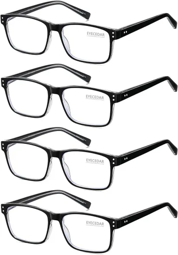 Vista 9 de EYECEDAR Paquete de 5 lentes de lectura TR90 para hombre, marco flexible, bisagras de resorte de metal, lectores para hombres y mujeres, 1.0