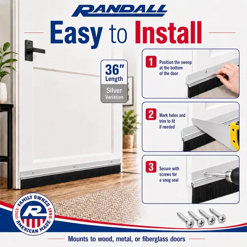 Vista 5 de Cepillo de aluminio para puerta inferior de puerta exterior, 36 pulgadas, barrido de puerta de metal para puertas interiores y exteriores, puertas