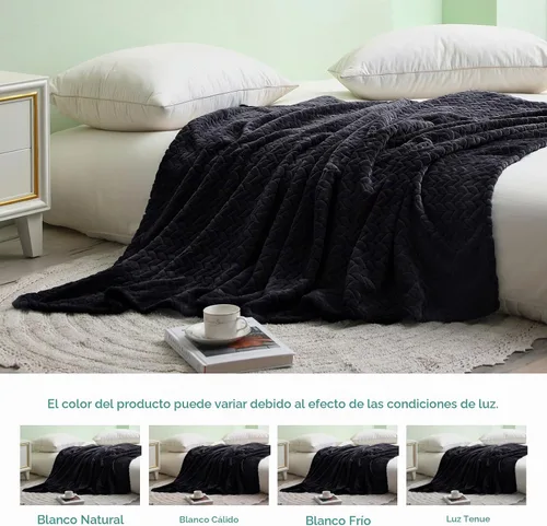 Vista 4 de Exclusivo Mezcla Manta de cama de forro polar suave, tamaño Queen, 90 x 90 Negro