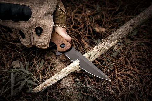 Vista 5 de Cuchillo de caballero con mango de madera, cuchillo de bolsillo abatible, rodamiento de bolas, cuchillo plegable, cuchillos EDC para hombres