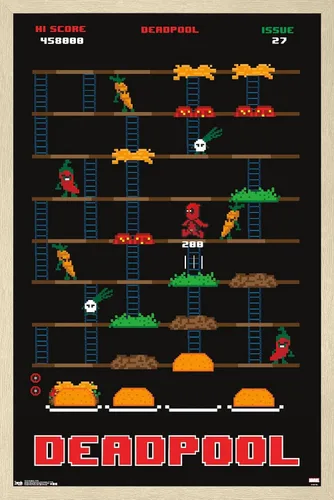 Vista 7 de Trends International Marvel Comics Deadpool - Póster de pared de juego, 22.4 pulgadas de largo x 14.7 pulgadas, versión enmarcada de madera