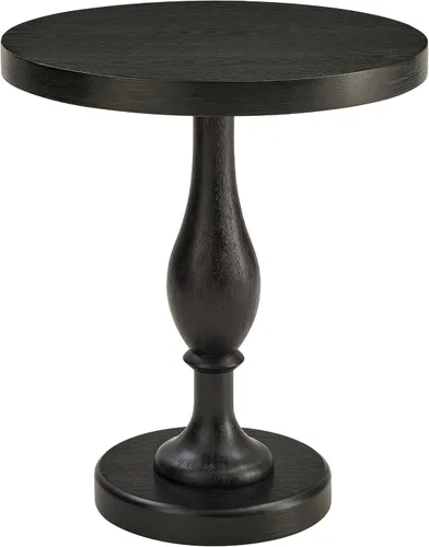 Vista 5 de Roundhill Furniture Solmere - Mesa auxiliar redonda de madera de 22 pulgadas, color negro