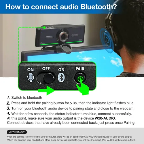 Vista 7 de Gsou - Cámara web 1080P con micrófono para escritorio, corrección automática de luz, cubierta de privacidad, cámara web de computadora, conexión