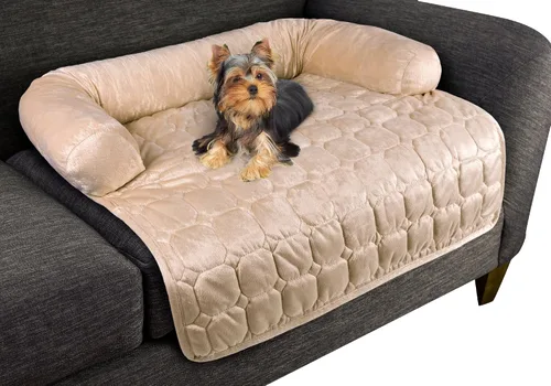 Vista 8 de Funda para sofá para perros - Protector de muebles para mascotas de 35x35 con refuerzo de espuma de memoria en el cuello, tela acolchada y capa base