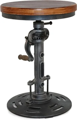 Vista 7 de Taburete de bar antiguo con asiento de poliuretano para cocina, comedor, altura de mostrador de 18 a 22 pulgadas, taburetes de café industriales