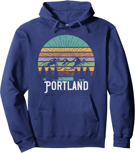 Vista 7 de PORTLAND OREGON - Sudadera con capucha estilo retro vintage de los años 70 y 80, Negro, S