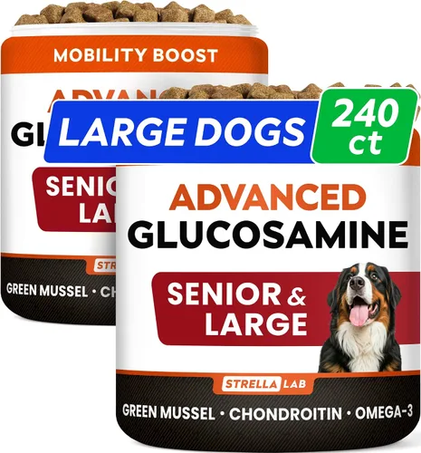 Vista 10 de STRELLALAB Glucosamina avanzada para perros, colágeno y mejillón de labios Cadera y articulaciones avanzadas