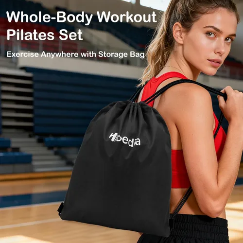Vista 8 de Hoedia Kit de Pilates de 17 Piezas para Mujeres, Equipo de Pilates Anillo y Pelota Set con Bandas de Resistencia, Correa de Yoga, Deslizadores