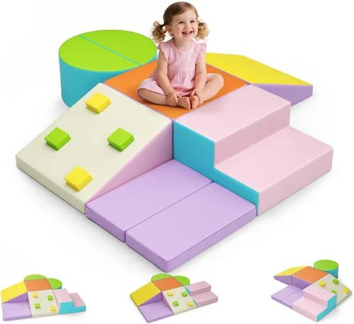Vista 11 de Lischwert Bloques de escalada de espuma para niños pequeños de 1 a 3 años, juego suave de 4 piezas con juguetes de exploración para gatear, bloques