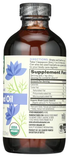 Vista 5 de Whole Foods Market, Aceite de Semilla Negra Orgánico, 8 Fl Oz
