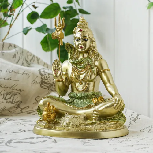 Vista 4 de alikiki Estatua hindú Dios Señor Shiva – Figura de ídolo indio Shiva Murti Casa Oficina Templo Mandir Diwali Pooja Artículos Yoga Meditación Sala