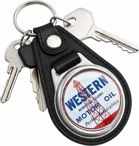 Vista 60 de Brotherhood Round Key Chain for Vintage Motor Oil, Petroleum, and