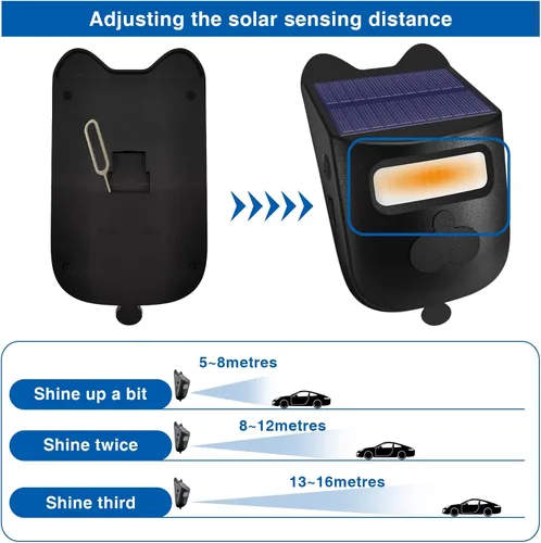 Vista 5 de Alarma solar inalámbrica para entrada de vehículos resistente a la intemperie, sensor de movimiento, timbre de timbre, sistema de alerta
