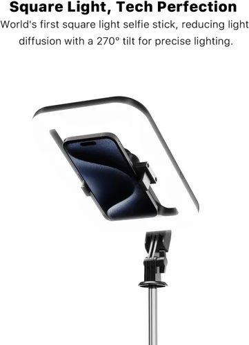 Vista 6 de M MYBAT PRO Luz selfie de 9 pulgadas para exteriores – Soporte de trípode extensible de 72 pulgadas con base de 4 patas, luces LED regulables
