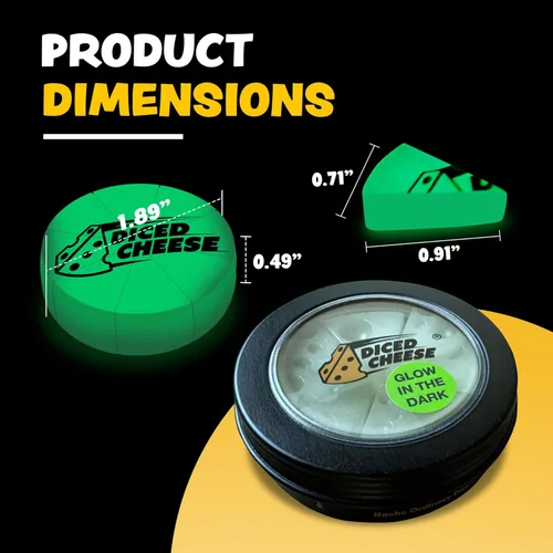 Vista 4 de Diced Cheese Glow-in-the-Dark - Divertido y adictivo juego de dados para mayores de 15 años - Conquista las torres inclinadas del queso - No se