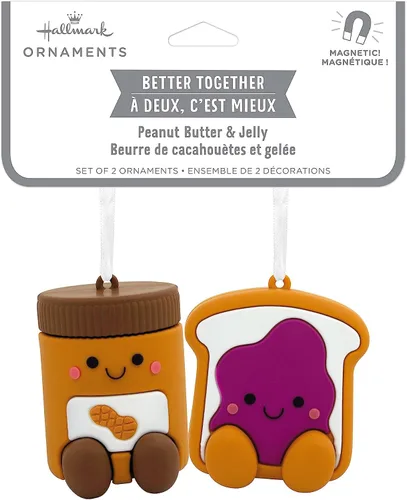 Vista 3 de Hallmark Better Together - Adornos magnéticos de Navidad con mantequilla de maní y gelatina, juego de 2