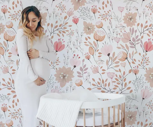 Vista 3 de Murwall Papel pintado floral para niños, mural de pared suave para guardería, jardín (estilo 1)
